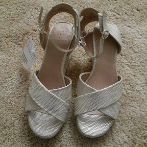 H&M Beige Wedge Sandals, Size 6